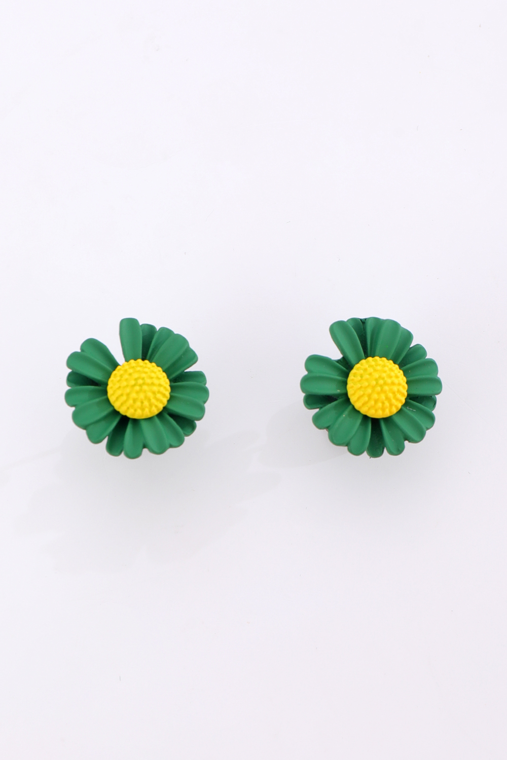 Green Flower Stud Earrings