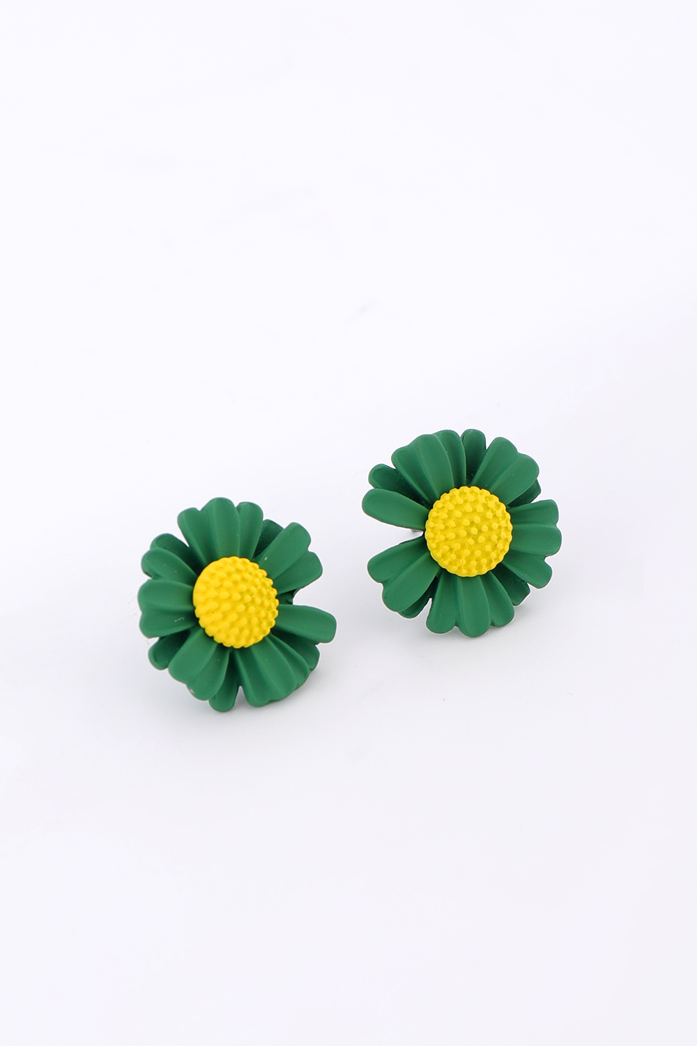 Green Flower Stud Earrings