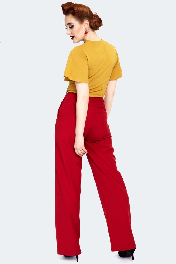 Heart Button High Waisted Trousers