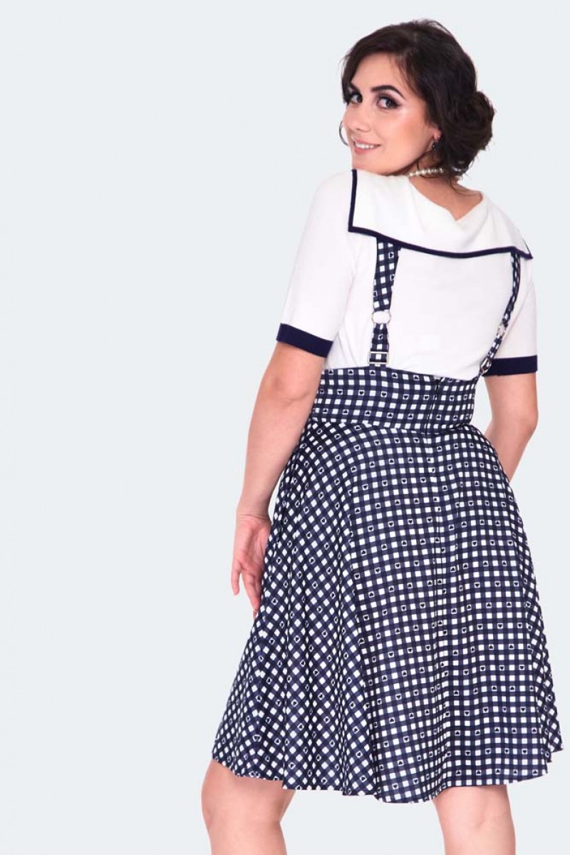 Heart gingham overall flare skirt