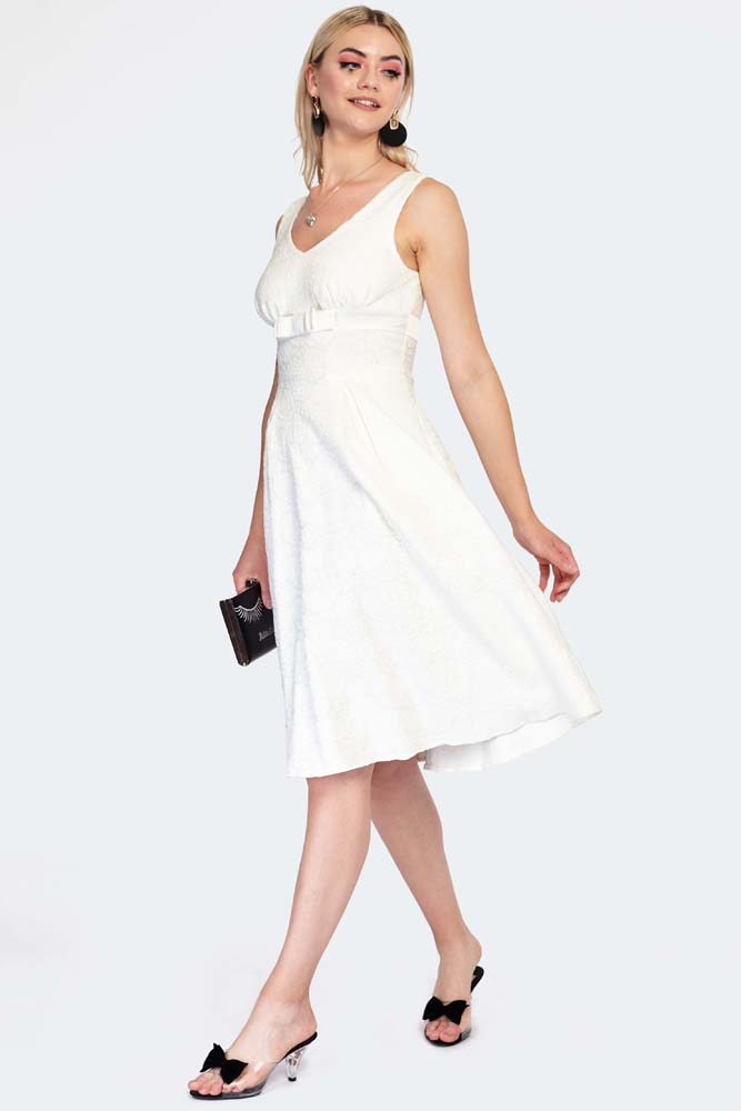 Monroe Bridal Flare Dress in White