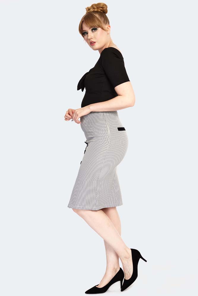 Nina Tri-colour houndstooth pencil skirt