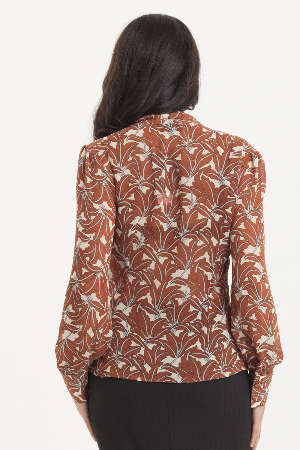 Madeline 40s Style Brown Floral Blouse